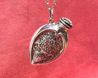 Art Nouveau Sterling Silver Perfume Vial Pendant Opening