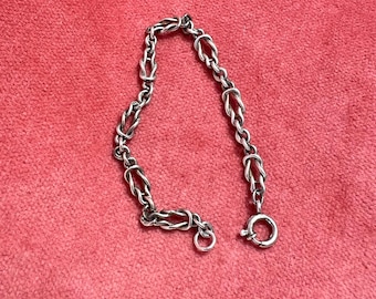 Pulsera de eslabones con nudo de cadena de reloj de plata esterlina