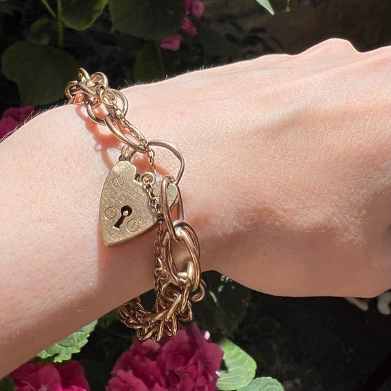 Unique Handmade Large Double Cable Link Gold Brac… - image 3