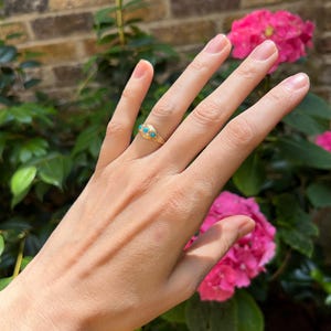 Gold Turquoise and Pearl Vintage Ring