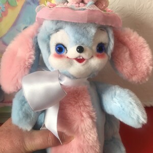 Blue Rabbit, Chonky Bunny, Kitsch, Meyercord, Lefton, Easter, Vintage, Retro, Artist bear, Whimsy, Fantasy Animal, Creature, woolNfluff.