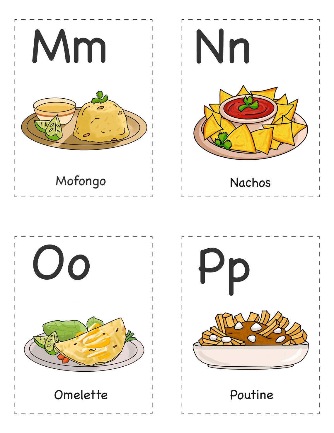 ABC Flashcards Food Alphabet Cards Learning Alphabets Etsy