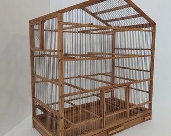 Cage à oiseaux en bois faite main