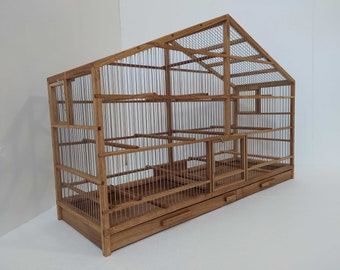 Cage à oiseaux en bois faite main