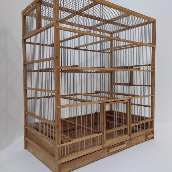 Cage à oiseaux en bois faite main