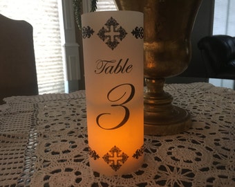 Luminary/Lantern table numbers 11-20 CROSS SWIRLS design PDF file