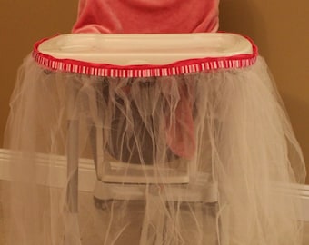 High Chair birthday decoration with tutu skirt and seat cover