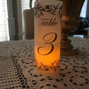 Luminary/Lantern table numbers 1-10 ORCHID SWIRLS design PDF file
