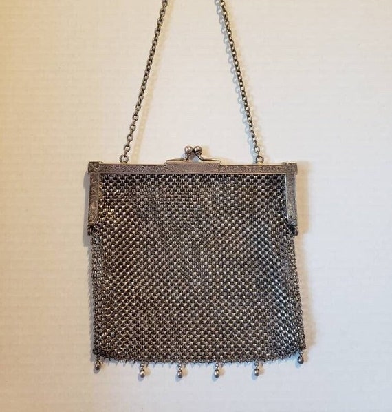 German Silver, J.S. Co., Chainmail Mesh Handbag, … - image 3