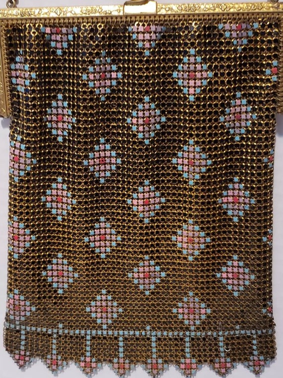 Art Deco, Whiting & Davis, Enamel Mesh Chain Bag,… - image 5