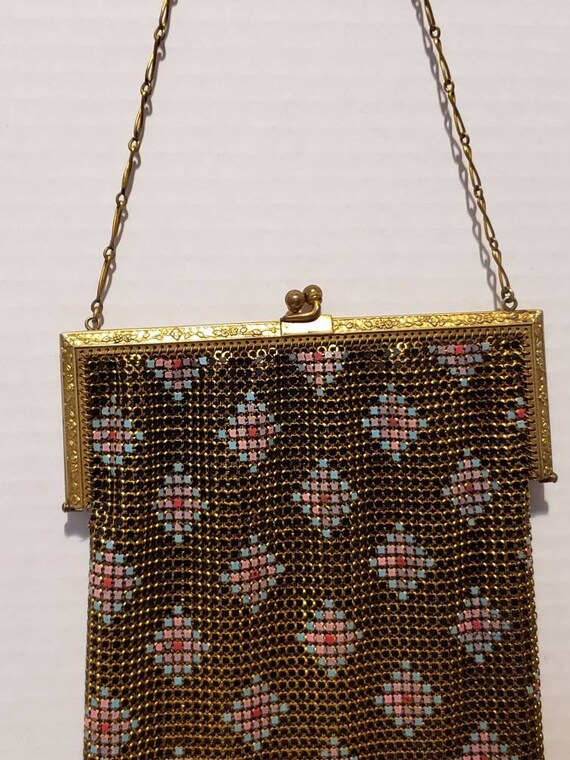 Art Deco, Whiting & Davis, Enamel Mesh Chain Bag,… - image 3