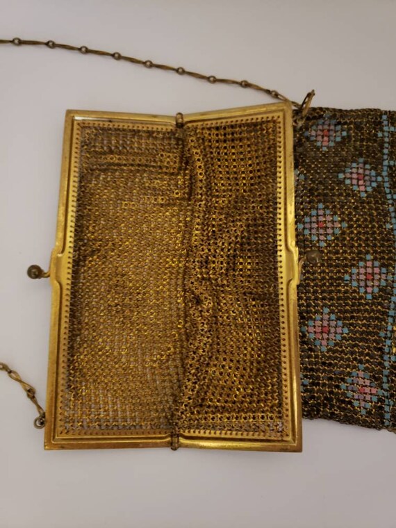 Art Deco, Whiting & Davis, Enamel Mesh Chain Bag,… - image 7