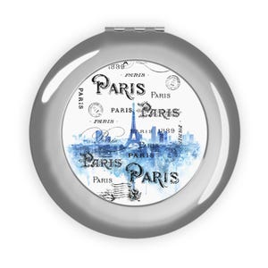 Paris Compact Mirror, Blue Eiffel Tower Travel Mirror Compact, Item #156