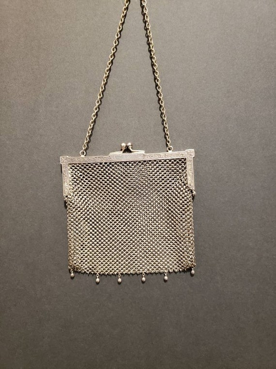 German Silver, J.S. Co., Chainmail Mesh Handbag, … - image 1