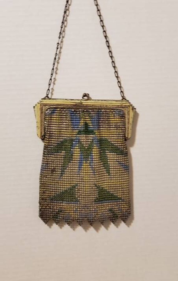 Enameled Mesh, Art Deco Handbag, 1920's Enamel Mes