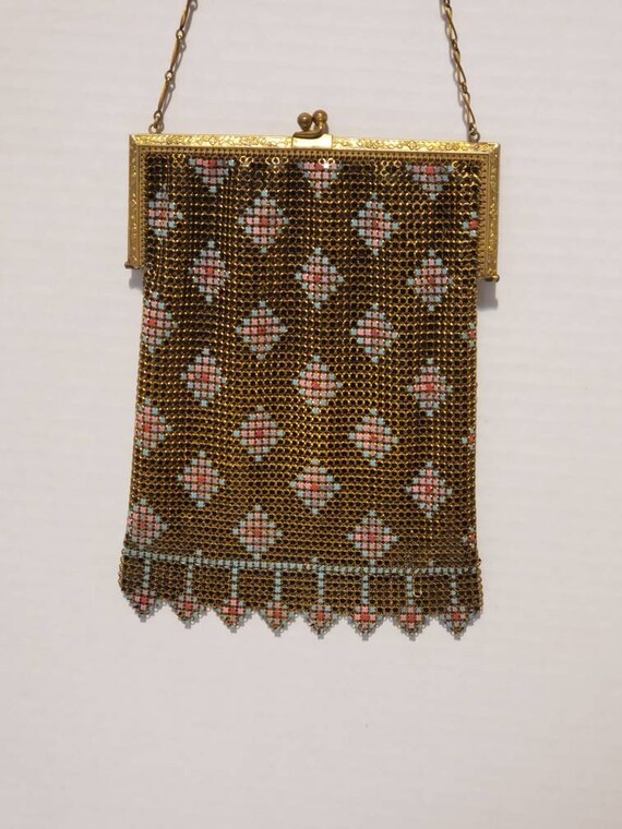 Art Deco, Whiting & Davis, Enamel Mesh Chain Bag,… - image 2