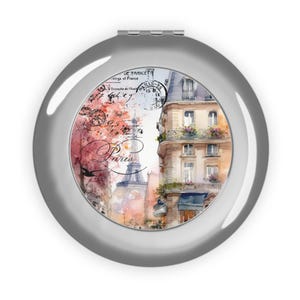 Paris Compact Mirror, Beautiful Eiffel Tower with Post Mark, Travel Mirror Compact, Item #153