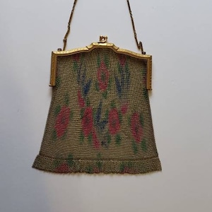 Whiting & Davis, Mesh Chain Bag, Large Gold Mesh Handbag, 1890&#39;s Mesh Bag, Art Deco, Item #111