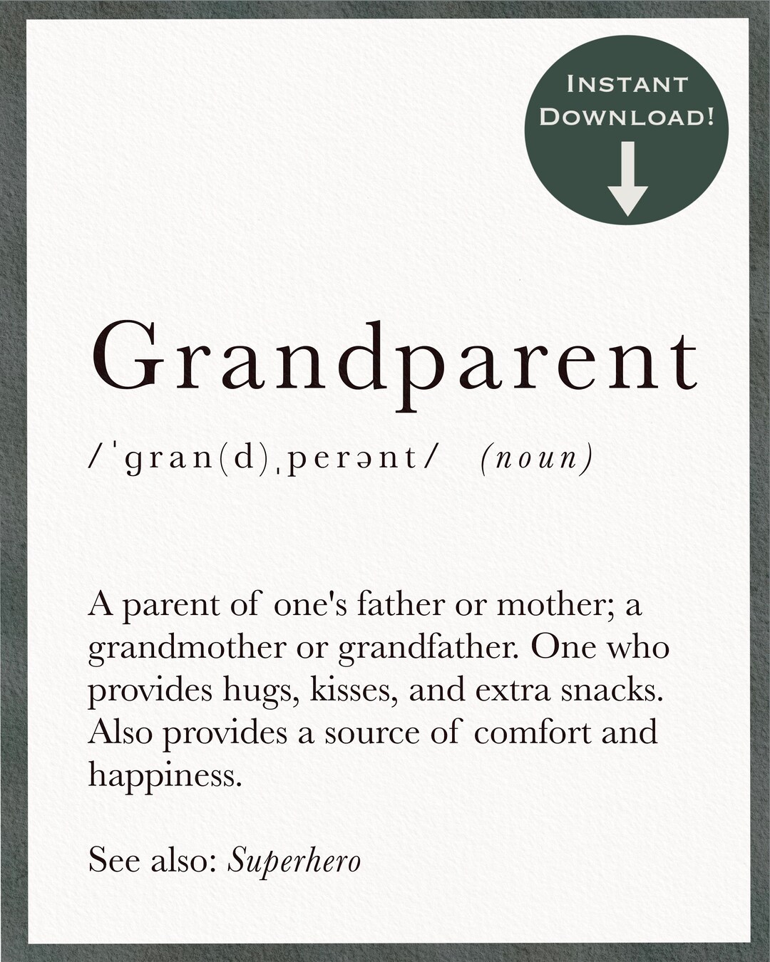 PRINTABLE DIGITAL DOWNLOAD Grandparent Definition Wall Art - Etsy