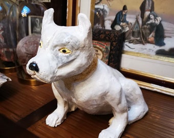 ceramic sculpture statue of pitbull molosse dog