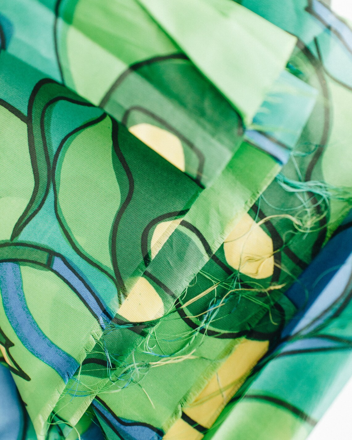 Vintage abstract print nylon fabric / Fun colorful fabric / Etsy