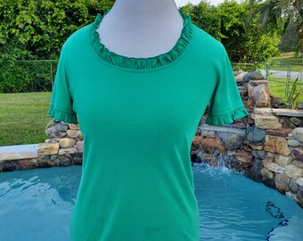 Vintage Green ruffle top