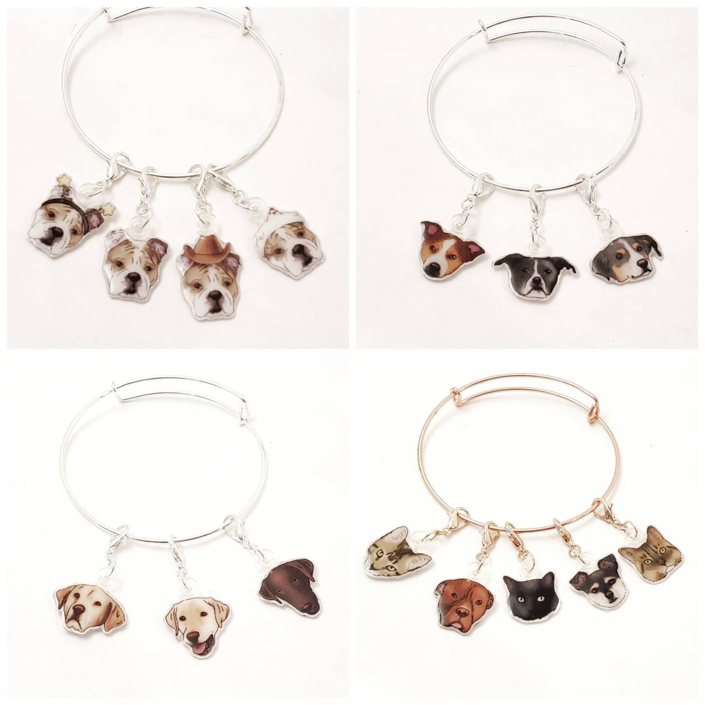 Custom Pet Charm Bracelet includes 4 charms Etsy