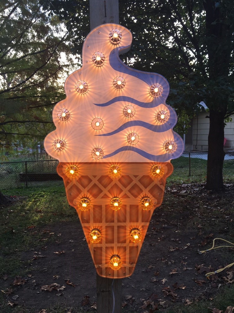 Marquee Ice Cream Cone sign Vintage Lighted sign Shop Sign | Etsy