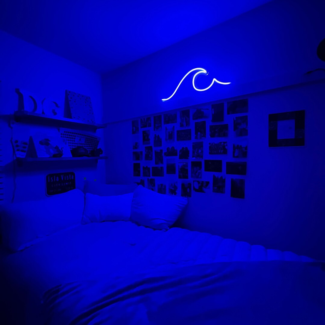 Wave Neon Sign Above Bed Wall Decor Neon Sign Art Custom Etsy