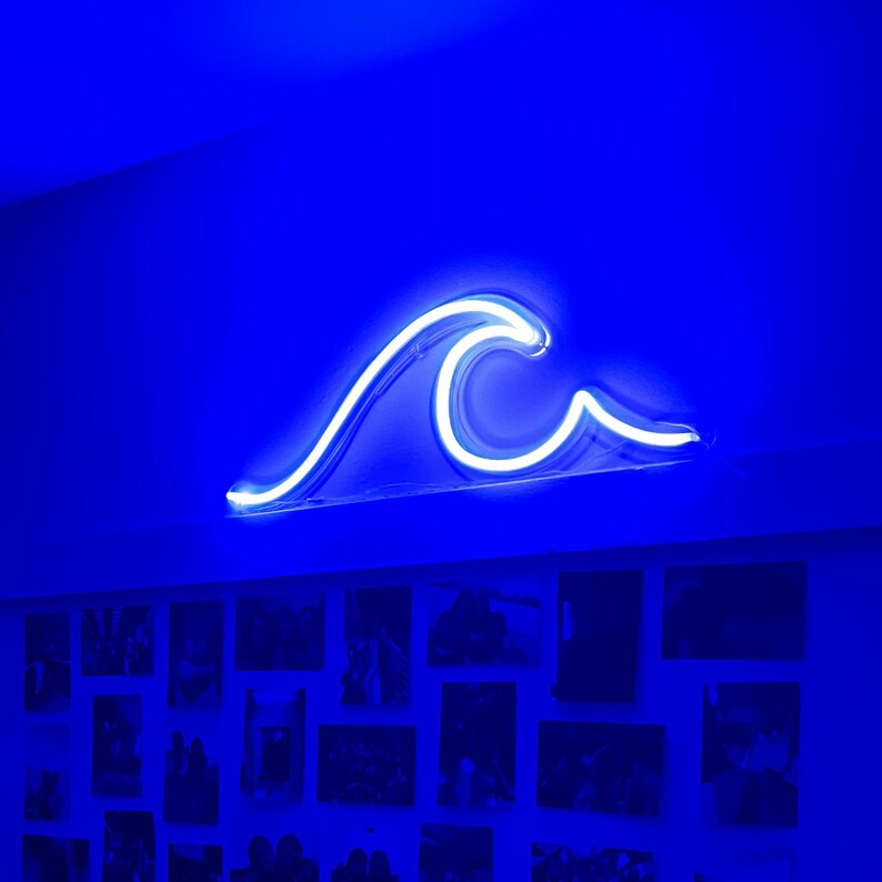 Wave Neon Sign Above Bed Wall Decor Neon Sign Art Custom Etsy