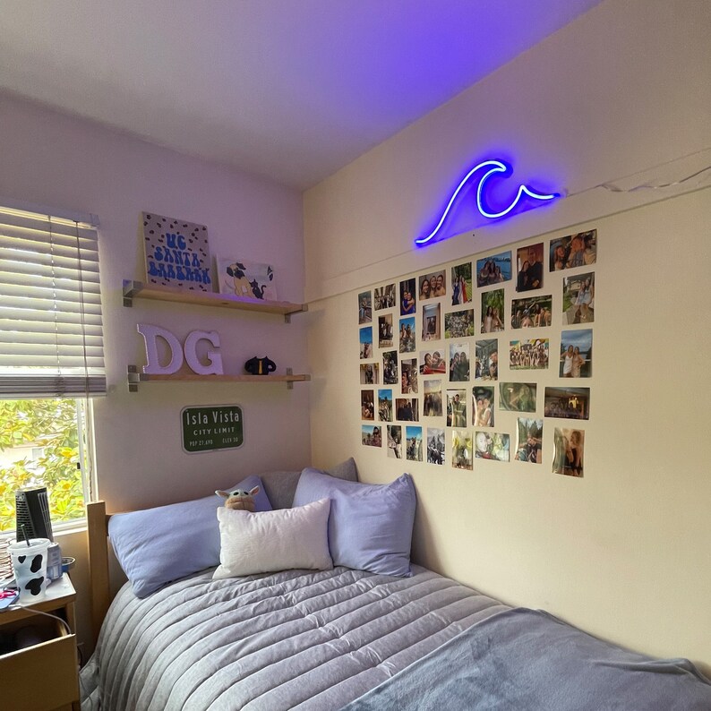 Wave Neon Sign Above Bed Wall Decor Neon Sign Art Custom Etsy