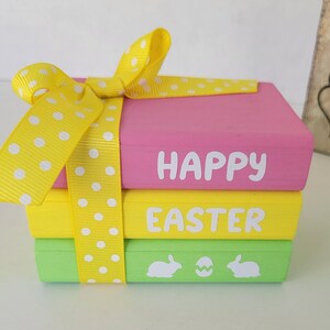 Happy Easter EASTER Mini Wooden Book Stack, Easter Tier Tray Decor