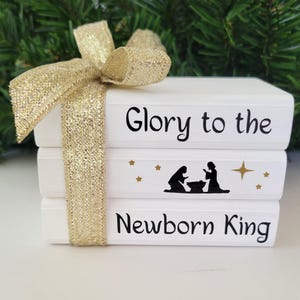 Glory To The Newborn King Mini Book Stack Tier Tray Holiday Decor Shelf Sitter