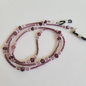 Amethyst Beaded Eye Glass Holder, Eyeglass Lanyard, Eyeglass Chain, Eyeglass Leash, Mask Holder