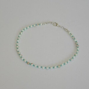 White Howlite and Aqua Beaded Ankle Bracelet