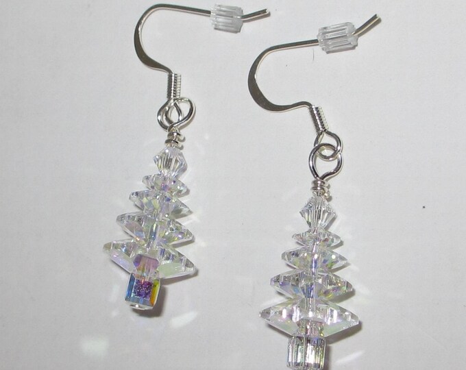 Beautiful Swarovski Crystal Christmas Tree Earrings Etsy