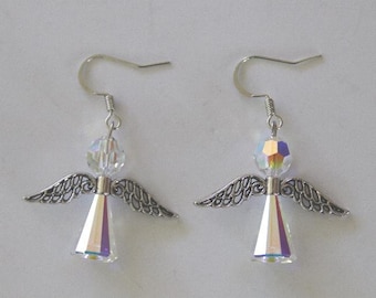 Swarovski AB Crystal Angel Earrings