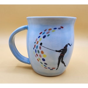 Handmade Signed Seeskin "Gone Golfing" Blue  Lady Golfer Silhouette Ceramic Mug