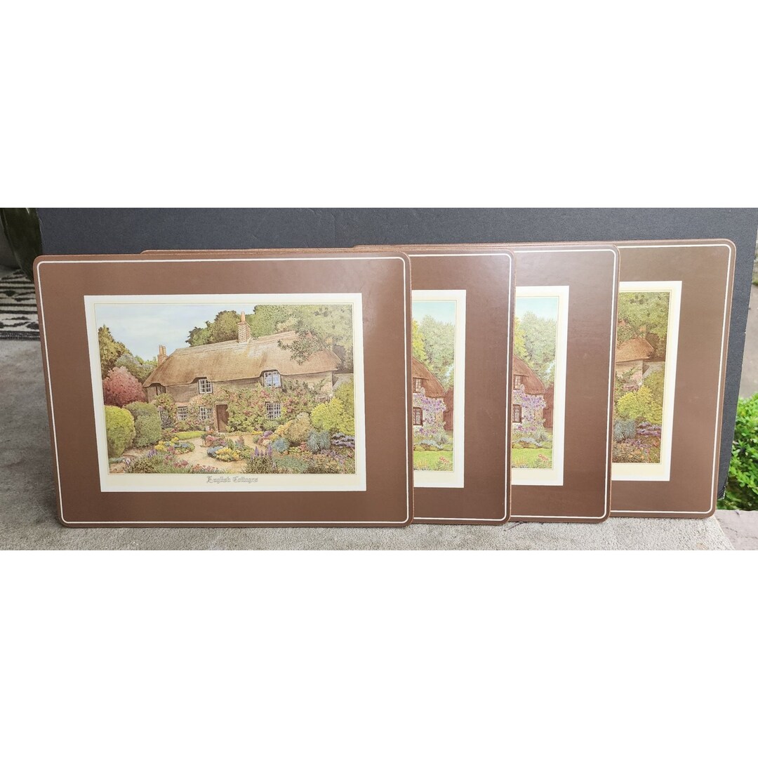 Vintage Pimpernel England english Cottages Brown Cork Placemats Set of 4 NWOB Etsy
