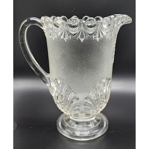 Vintage EAPG Westmoreland Shell and Jewel Clear Glass 42oz Victor Pitcher 8"