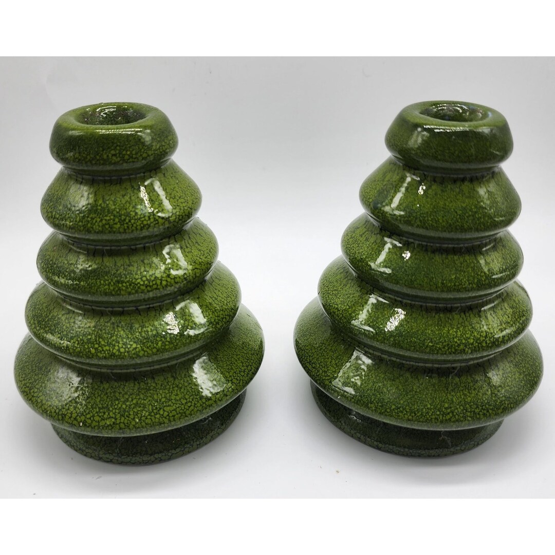 Crate & Barrel Made in Portugal Modern Green Christmas Candlestick
