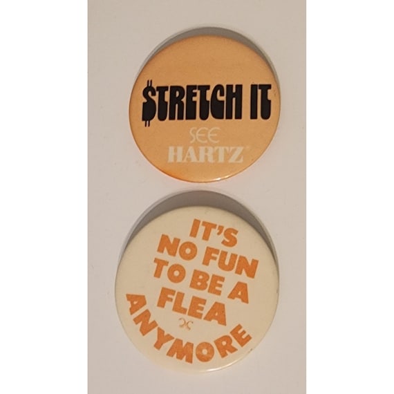 Vintage Hartz Flea & Tick Control Collar Advertisement Tin Buttons Set of 2