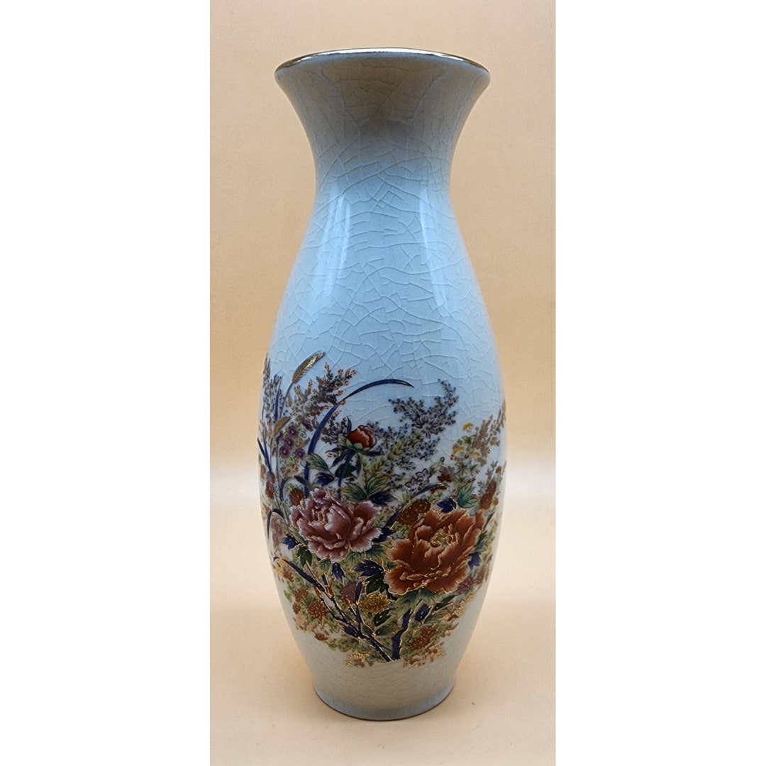 Vintage Yamato Japan Multicolor Floral Gold Accents Ceramic Vase 8 Etsy