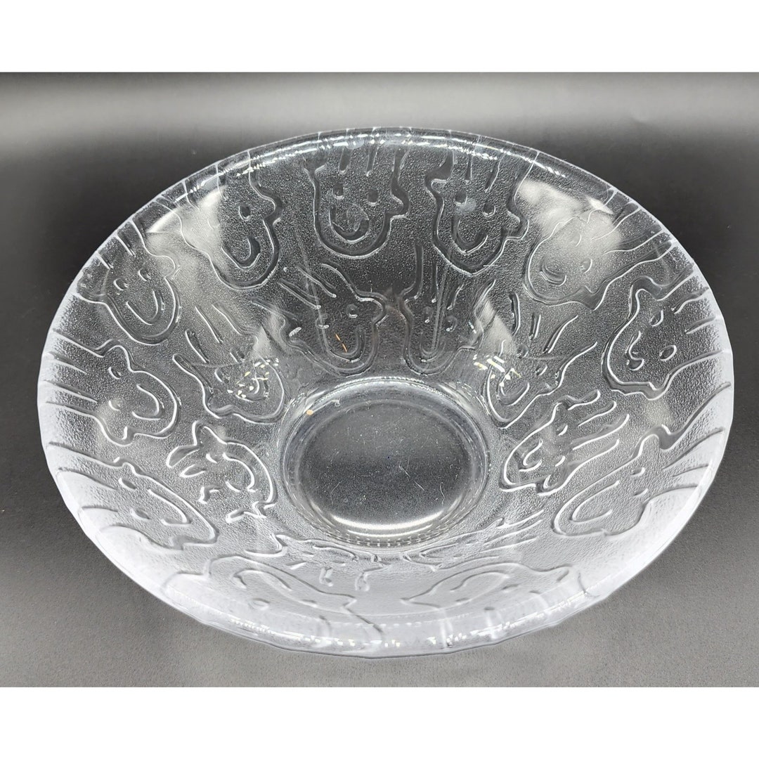 Marty Rytkonen Orrefors Martti Rytkonen Happy Smiling Faces Abstract Fused Clear Glass ...