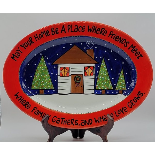Lorrie Veasey "Our Name is Mud" Bright and Colorful Christmas Platter
