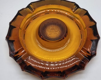 Vintage RARE "1887" Eagle Coin Amber Heavy Glass Ashtray NWOB