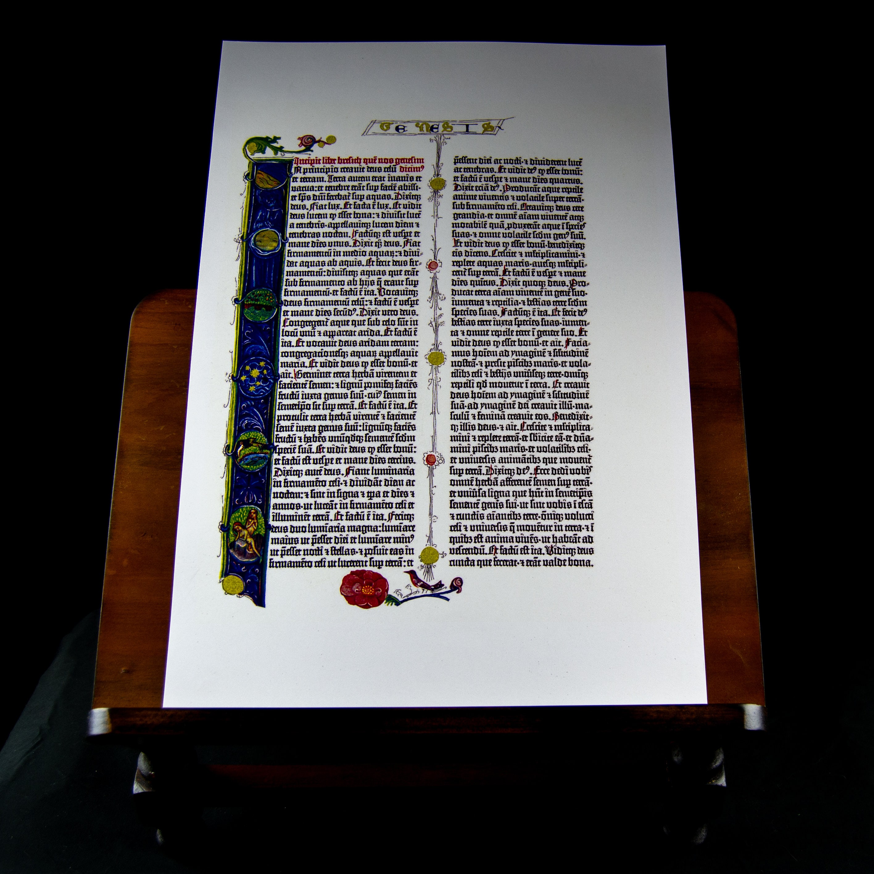 Gutenberg Bible First Page Genesis Full Color High Resolution