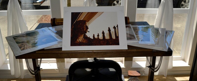 Fine Art Gicl\u00e9e Print 15 x 12 Barista with Syrup Bottles