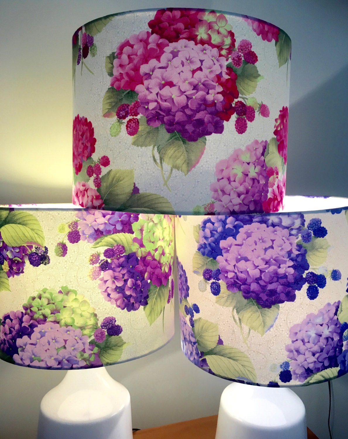 Hydrangea lamp shade floral lamp shade purple floral lamp Etsy
