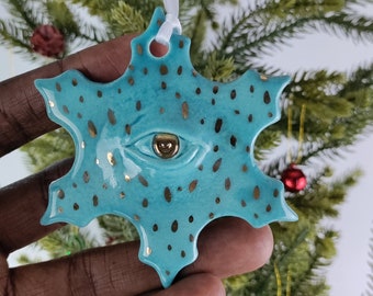 Ceramic snowflake ornament, christmas ornament, handmade ornament, ceramic art, pottery ornament, clay ornament, tree ornament, ceramic art